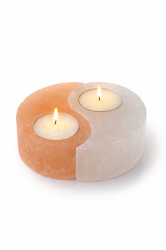 Selenito YIN YANG žvakidė| Pusiausvyra, šviesa, harmonija