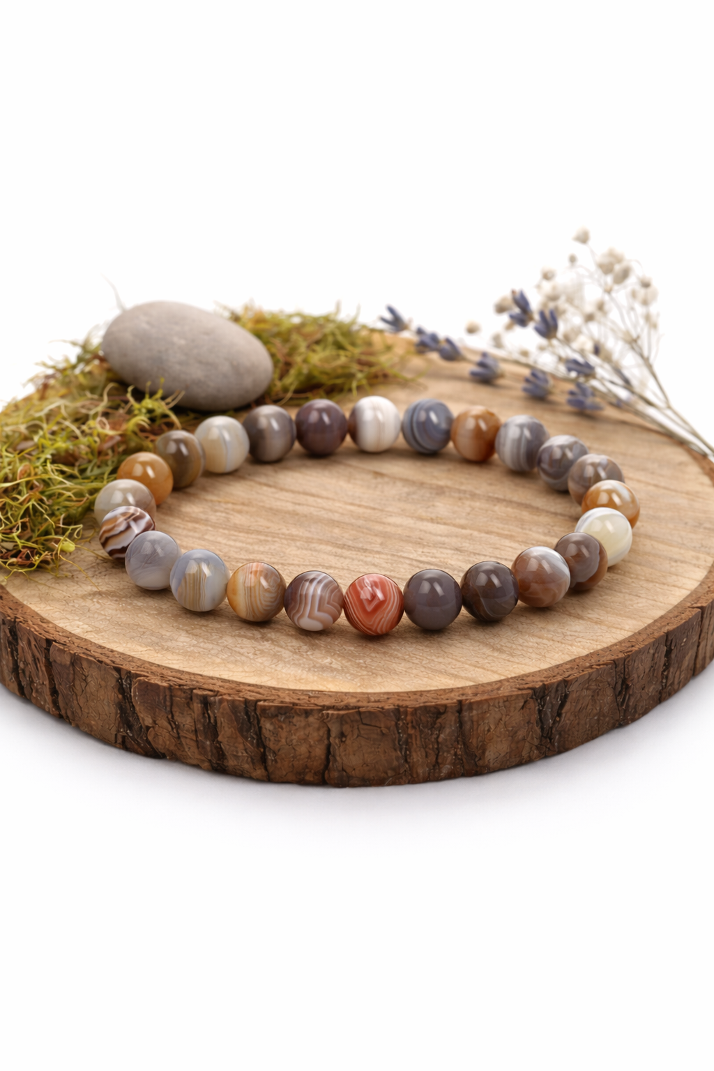 Bostvanos agatas (apyrankė) | kantrybė, moteriškumas, intuicija (10 mm.)