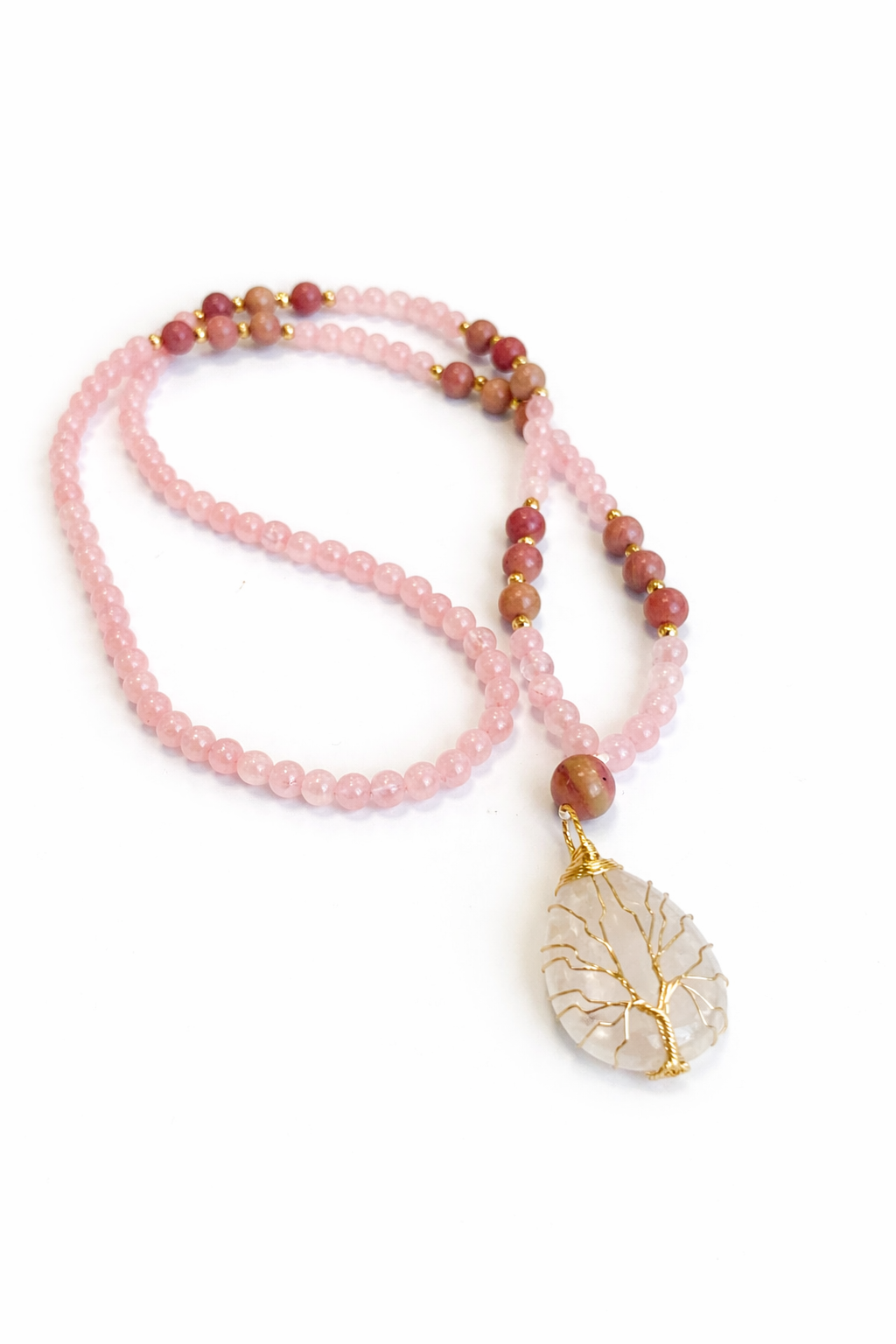 Meditacijos karoliai/ Vėrinys | Rožinis kvarcas, rodonitas