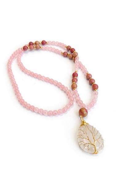 Meditacijos karoliai/ Vėrinys | Rožinis kvarcas, rodonitas