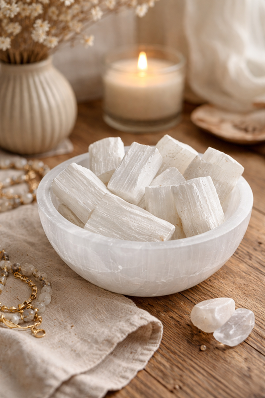 Selenitas (baltasis, uoliena)| tyra šviesa, aiškumas, ramybė