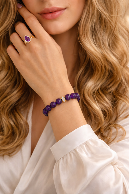 Ametisto apyrankė | vidinė alchemija, transformacija, sąmoningumas (10 mm.)