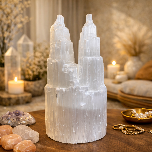 Selenito ŠVIESTUVAS | dvasinis augimas, švara, meilės simbolis