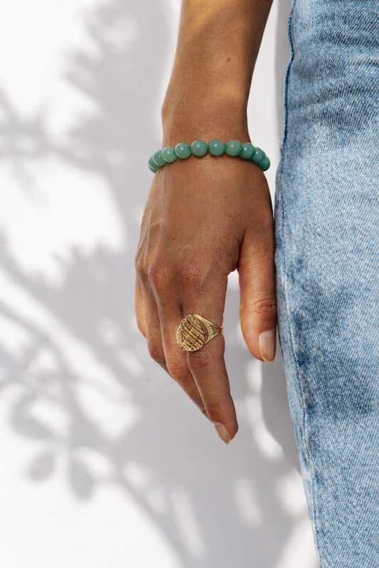 Žaliojo avantiurino apyrankė | lyderystė, emocinis gijimas, gausa (10 mm.)