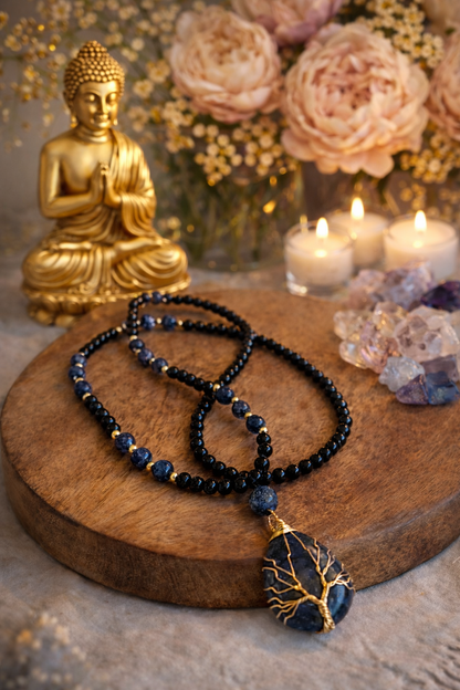 Meditacijos karoliai/ Vėrinys | Sodalitas ir juodas turmalinas