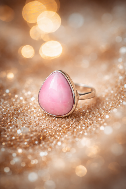 UNIKALUS sidabrinis ROŽINIO OPALO žiedas