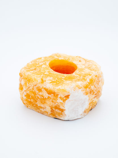 Geltono kalcito žvakidė | vidinė šviesa, aiškumas ir švelni stiprybė