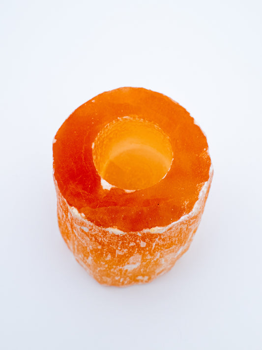 Oranžinio selenito žvakidė | šviesos, jaukumo ir apsaugos židinys