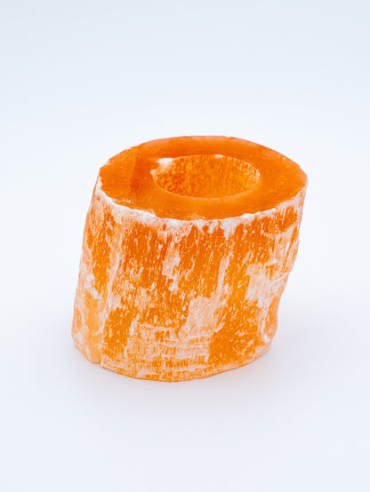 Oranžinio selenito žvakidė | šviesos, jaukumo ir apsaugos židinys