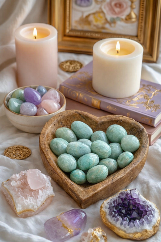 Amazonitas (būgninukas) | bendravimo, drąsos kalbėti ir vidinės pusiausvyros akmuo