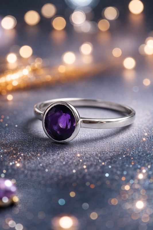 Sidabrinis AMETISTO žiedas