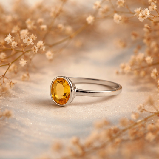 Sidabrinis CITRINO žiedas