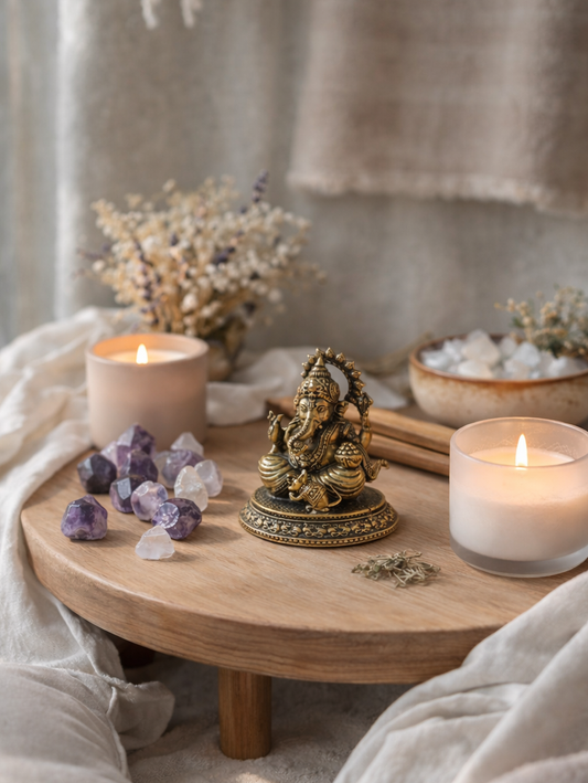 GANESHA (žalvaris) | tylus išminties ir kliūčių tirpimo simbolis