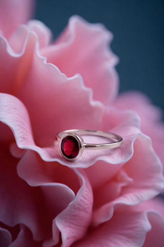 Sidabrinis GRANATO žiedas