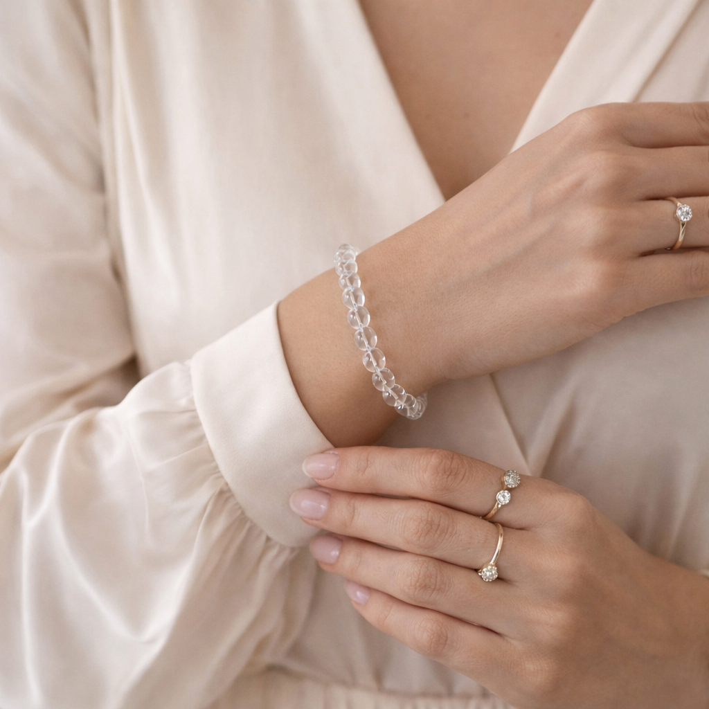 Kalnų krištolo apyrankė | skairdumas, aiškumas, tyrumas  (10 mm.)