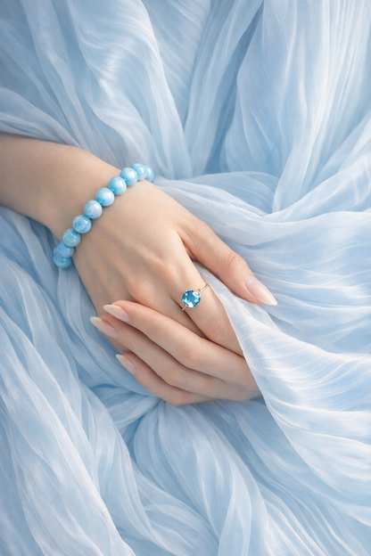 Larimaro apyrankė (Atlantidos akmuo) | emocinis saugumas, saviraiška, vandenyno atmintis (8 mm.)