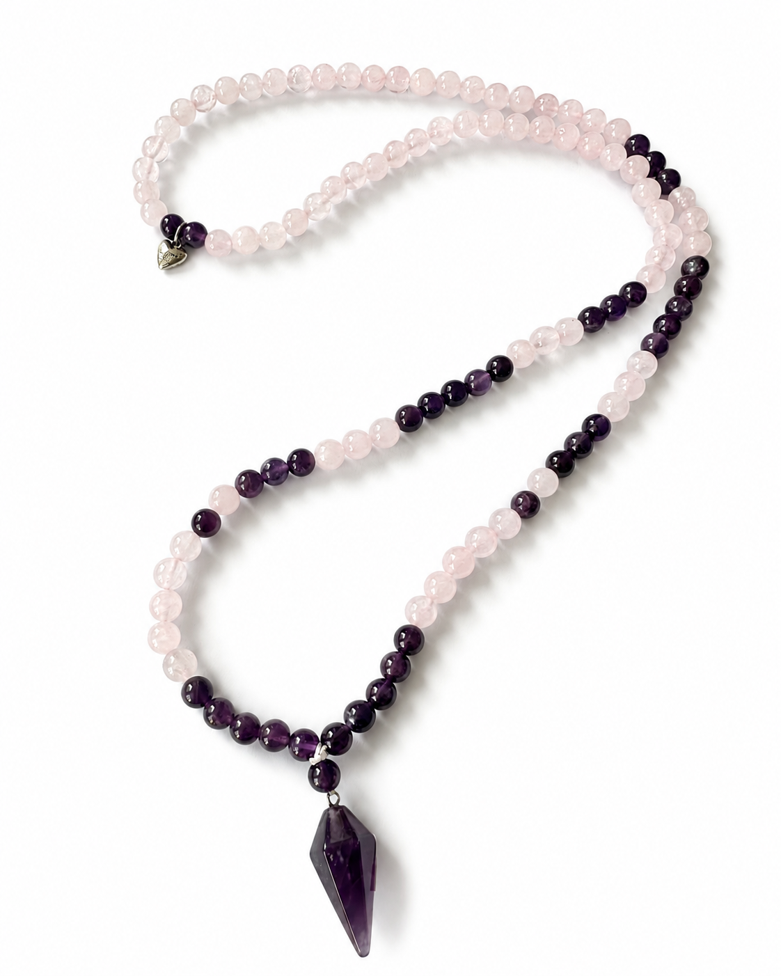 Meditacijos karoliai (Mala) | Rožinis kvarcas, ametistas