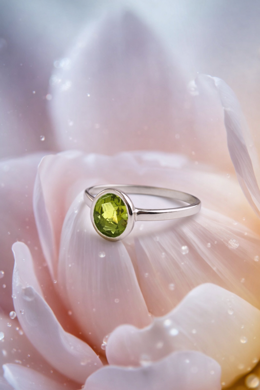 Sidabrinis PERIDOTO žiedas
