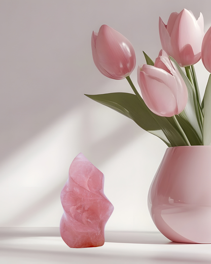 Rožinis kvarcas (liepsnelė) | meilė sau, gerumas, širdies šiluma