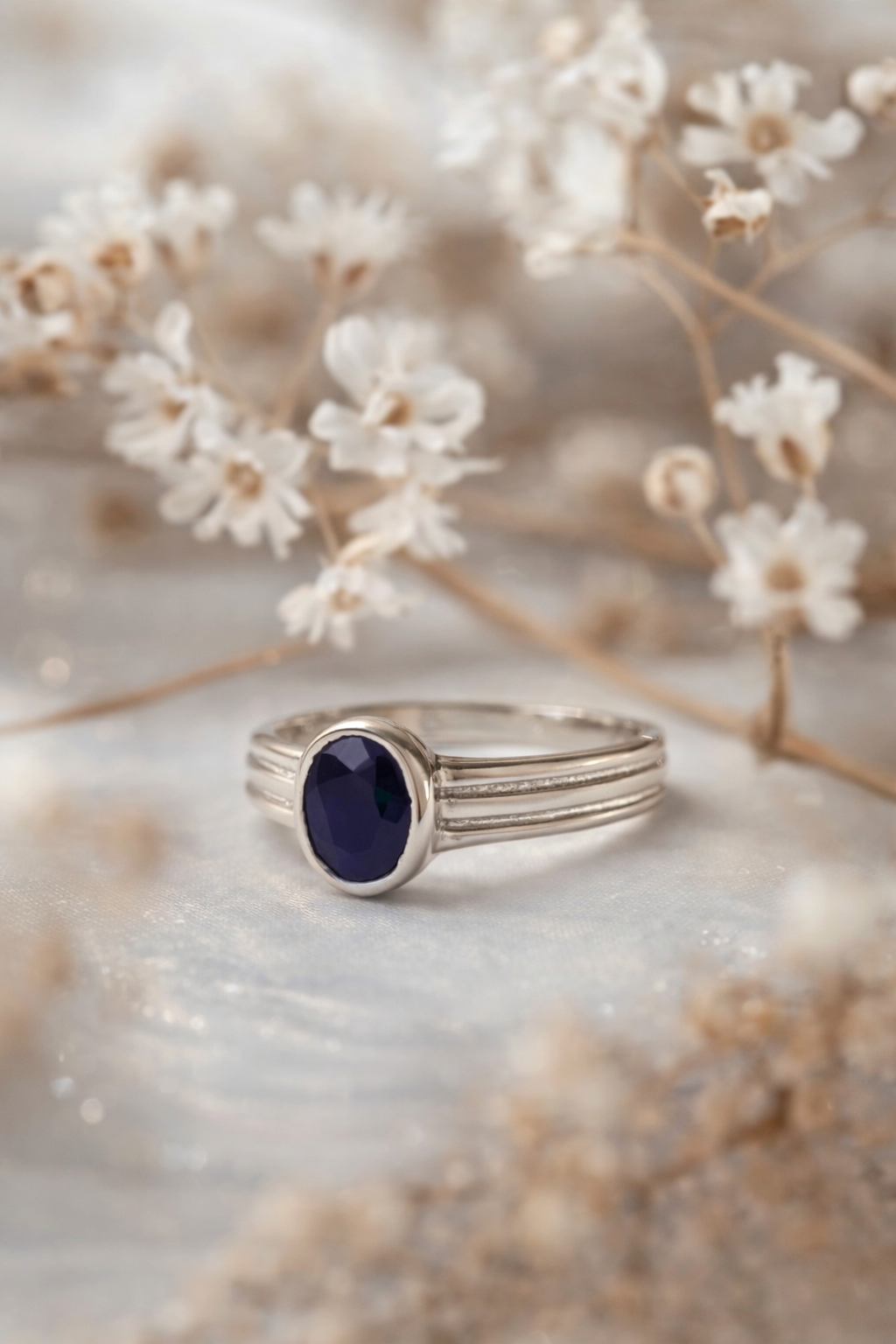 Sidabrinis MĖLYNO SAFYRO žiedas