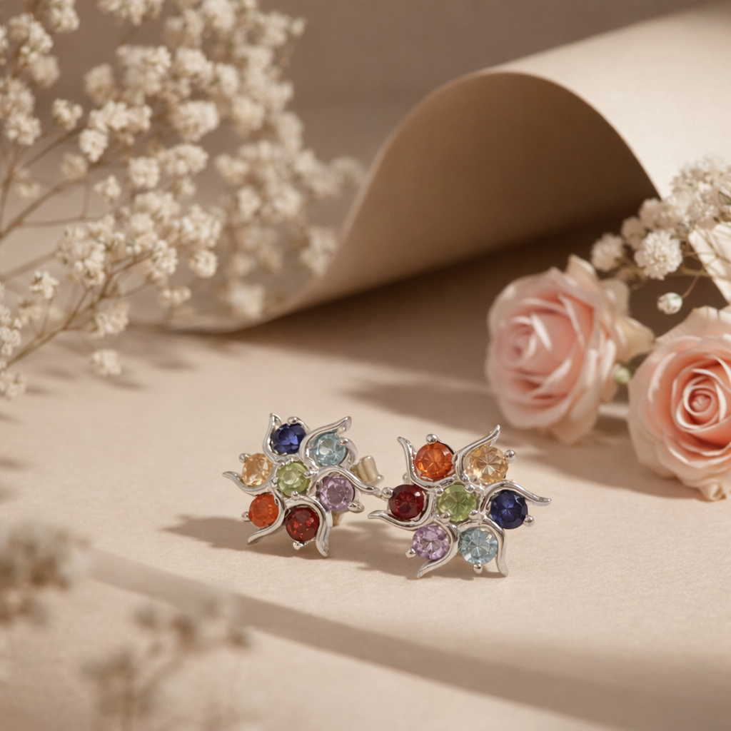 Sidabriniai auskarai "Septynios vibracijos"